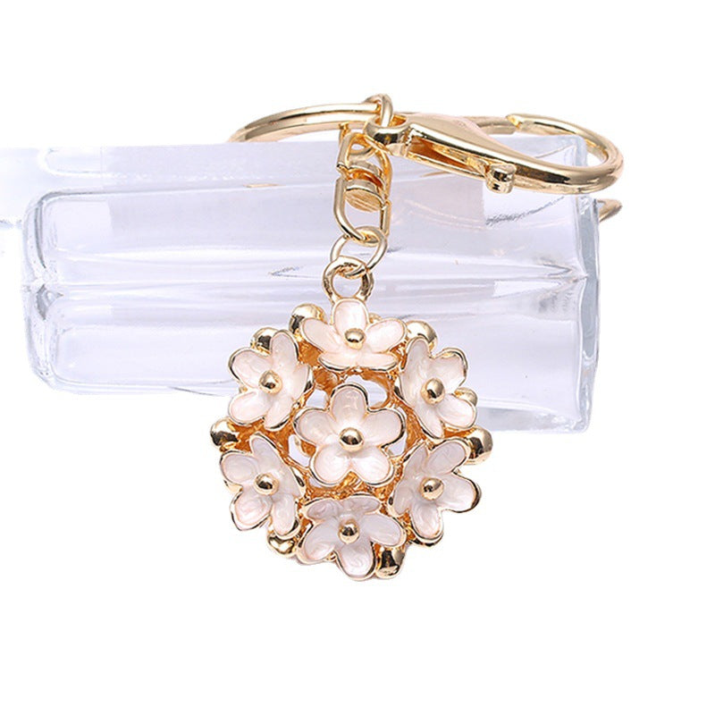 Wholesale Small Daisy Flower Ball Metal Keychain